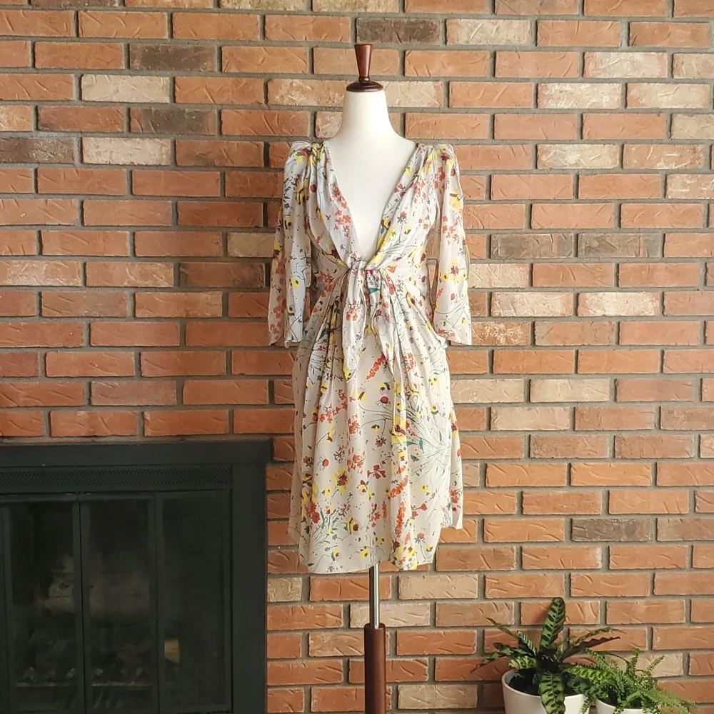 100% Silk Baraschi Floral Dress - Picture 1 of 11